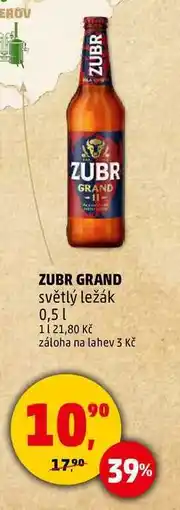 Penny Market ZUBR GRAND světlý ležák, 0,5 l nabídka