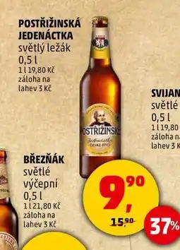 Penny Market POSTŘIŽINSKÁ JEDENÁCTKA světlý ležák, 0,5 l nabídka