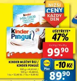 Lidl KINDER Mléčný řez / Kinder Pingui nabídka