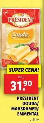 Lidl PRÉSIDENT GOUDA MAASDAMER / EMMENTAL nabídka