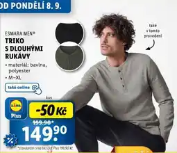 Lidl ESMARA MEN TRIKO S DLOUHÝMI RUKÁVY nabídka