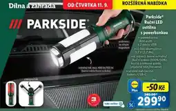 Lidl Parkside Ruční LED svítilna s powerbankou nabídka