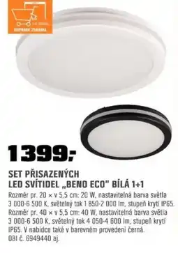 OBI Set přisazených led svítidel,,beno eco" bílá 1+1 nabídka