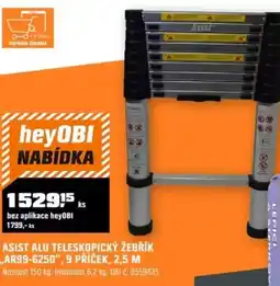OBI Asist alu teleskopický žebřík „ar99-6250", 9 příček, 2,5 m nabídka
