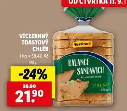 Lidl Vícezrný touastový chléb nabídka