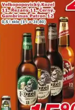 ESO MARKET Velkopopovický Kozel 11, Rezaný 11, Černý, 10 Gambrinus Patron 12 nabídka
