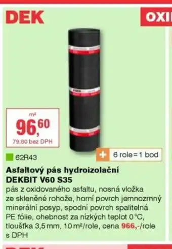 DEK Asfaltový pás hydroizolační DEKBIT V60 S35 nabídka