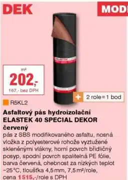 DEK Asfaltový pás hydroizolační ELASTEK 40 SPECIAL DEKOR červený nabídka