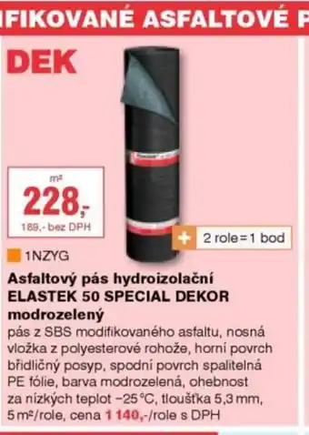 DEK Asfaltový pás hydroizolační ELASTEK 50 SPECIAL DEKOR modrozelený nabídka