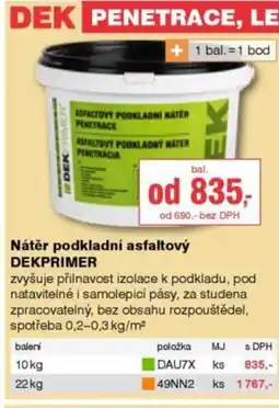 DEK Nátěr podkladní asfaltový DEKPRIMER nabídka