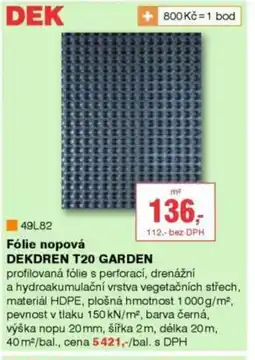 DEK Fólie nopová DEKDREN T20 Garden nabídka