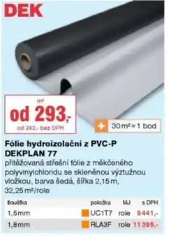DEK Fólie hydroizolační z PVC-P DEKPLAN 77 nabídka