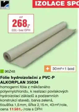 DEK Fólie hydroizolační z PVC-P ALKORPLAN 35034 nabídka
