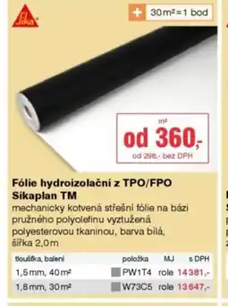 DEK Fólie hydroizolační z TPO/FPO Sikaplan TM nabídka