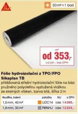 DEK Fólie hydroizolační z TPO/FPO Sikaplan TB nabídka