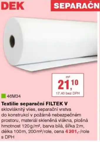 DEK Textilie separační FILTEK V nabídka