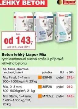 DEK Beton lehký Liapor Mix nabídka
