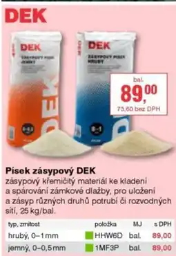 DEK Písek zásypový DEK nabídka