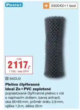 DEK Pletivo čtyřhranné Ideal Zn + PVC zapletené nabídka