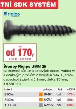 DEK Šrouby Rigips UMN 25 nabídka