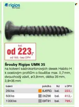 DEK Šrouby Rigips UMN 35 nabídka