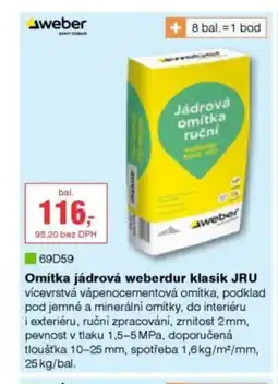 DEK Omítka jádrová weberdur klasik JRU nabídka