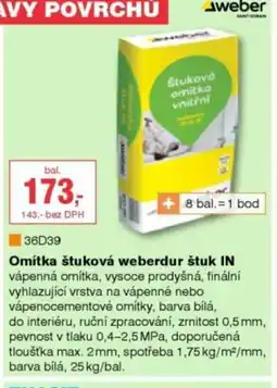 DEK Omítka štuková weberdur štuk In nabídka