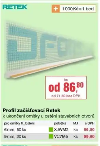 DEK Profil začišťovací Retek nabídka
