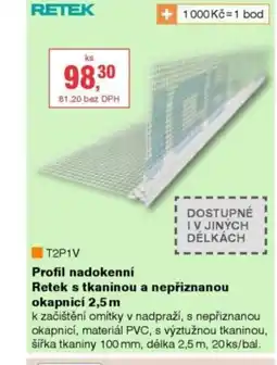 DEK Profil nadokenní Retek s tkaninou a nepřiznanou okapnicí nabídka