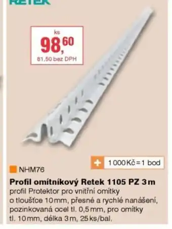 DEK Profil omítníkový Retek 1105 PZ nabídka