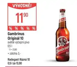 Globus Gambrinus Originál 10 světlé výčepní pivo nabídka