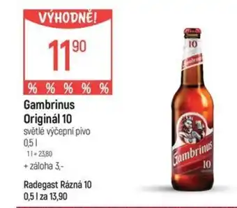 Globus Gambrinus Originál 10 světlé výčepní pivo nabídka