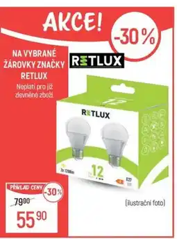 Globus Na vybrané žárovky značky retlux nabídka