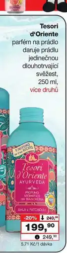 Barvy a laky drogerie Tesori d'Oriente parfém na prádlo daruje prádlu jedinečnou dlouhotrvající svěžest, 250 ml nabídka