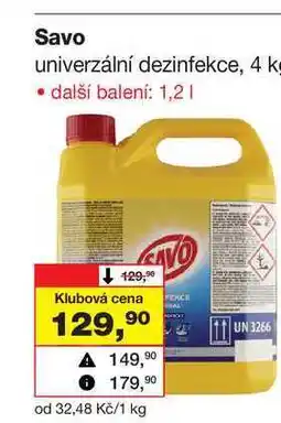 Barvy a laky drogerie Savo univerzální dezinfekce, 4 kg nabídka