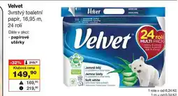 Barvy a laky drogerie Velvet 3vrstvý toaletní papír, 16,95 m, 24 rolí nabídka