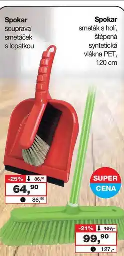 Barvy a laky drogerie Spokar smeták s holí, štěpená syntetická vlákna PET, 120 cm nabídka