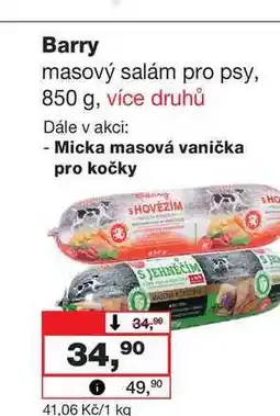 Barvy a laky drogerie Barry masový salám pro psy, 850 g nabídka