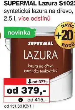 Barvy a laky drogerie SUPERMAL Lazura S1023 syntetická lazura na dřevo, 2,5l nabídka