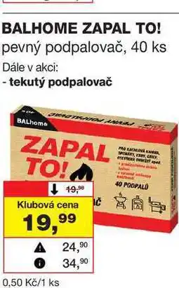Barvy a laky drogerie BALHOME ZAPAL TO! pevný podpalovač, 40 ks nabídka