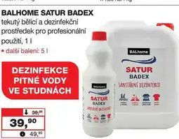 Barvy a laky drogerie BALHOME SATUR BADEX tekutý bělicí a dezinfekční prostředek pro profesionální použití, 1l nabídka