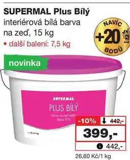 Barvy a laky drogerie SUPERMAL Plus Bílý interiérová bílá barva na zeď, 15 kg nabídka