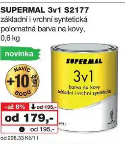 Barvy a laky drogerie SUPERMAL 3v1 S2177 základní i vrchní syntetická polomatná barva na kovy, 0,6 kg nabídka