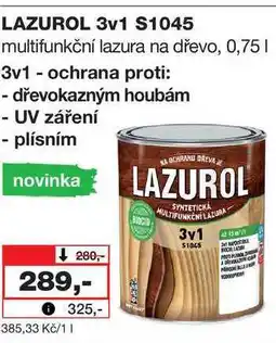 Barvy a laky drogerie LAZUROL 3v1 S1045 multifunkční lazura na dřevo, 0,75l nabídka