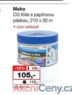 Barvy a laky drogerie Mako CQ fólie s papírovou páskou, 210 x 20 m nabídka