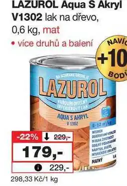 Barvy a laky drogerie LAZUROL Aqua S Akryl V1302 lak na dřevo, 0,6 kg, mat nabídka