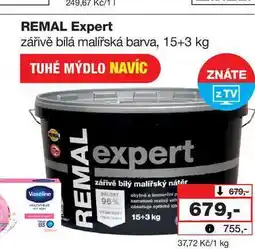 Barvy a laky drogerie REMAL Expert zářivě bílá malířská barva, 15+3 kg nabídka