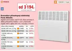 DEK Konvektor přímotopný elektrický Fenix Atlantic nabídka