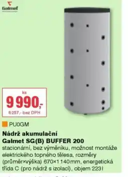 DEK Nádrž akumulační Galmet SG(B) BUFFER 200 nabídka