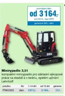 DEK Minirypadlo 3,5t nabídka